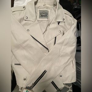 Cream Levi’s Leather Biker Jacket
